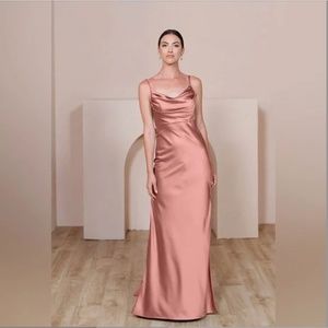 Revelry Skye Satin Dress in Desert Rose